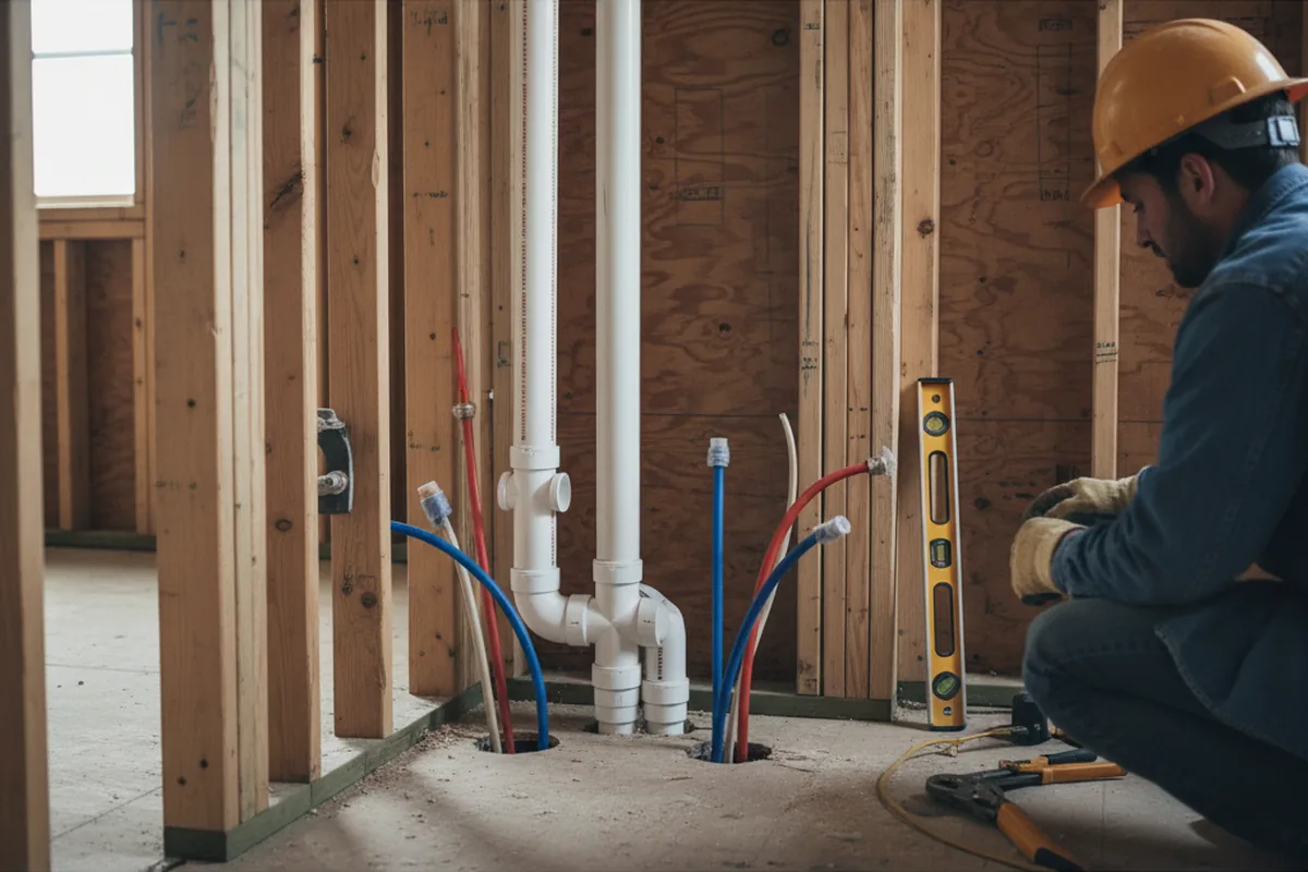 Drain and supply rough-in during Leak Detection in Peoria