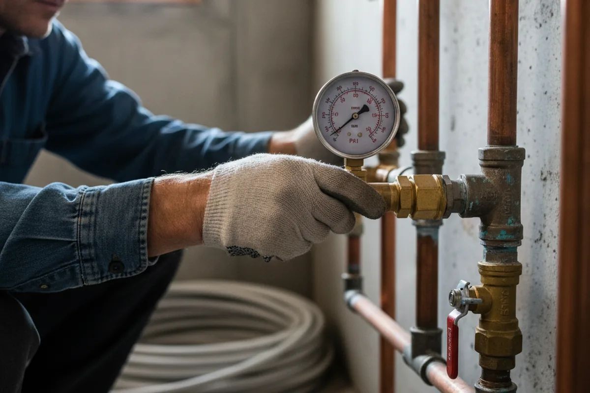 Pressure testing a repaired line during Water Line Repair in Peoria